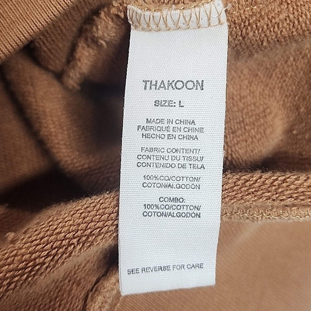 THAKOON 100%cotton quality quarter zip pullover sweatshirt brown sz L - Picture 7 of 9